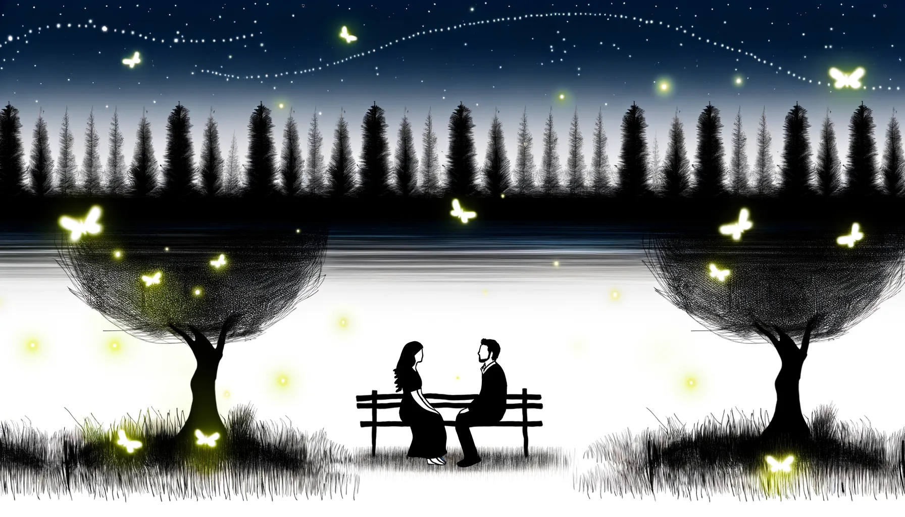 AI Couple having a date in an artistic park