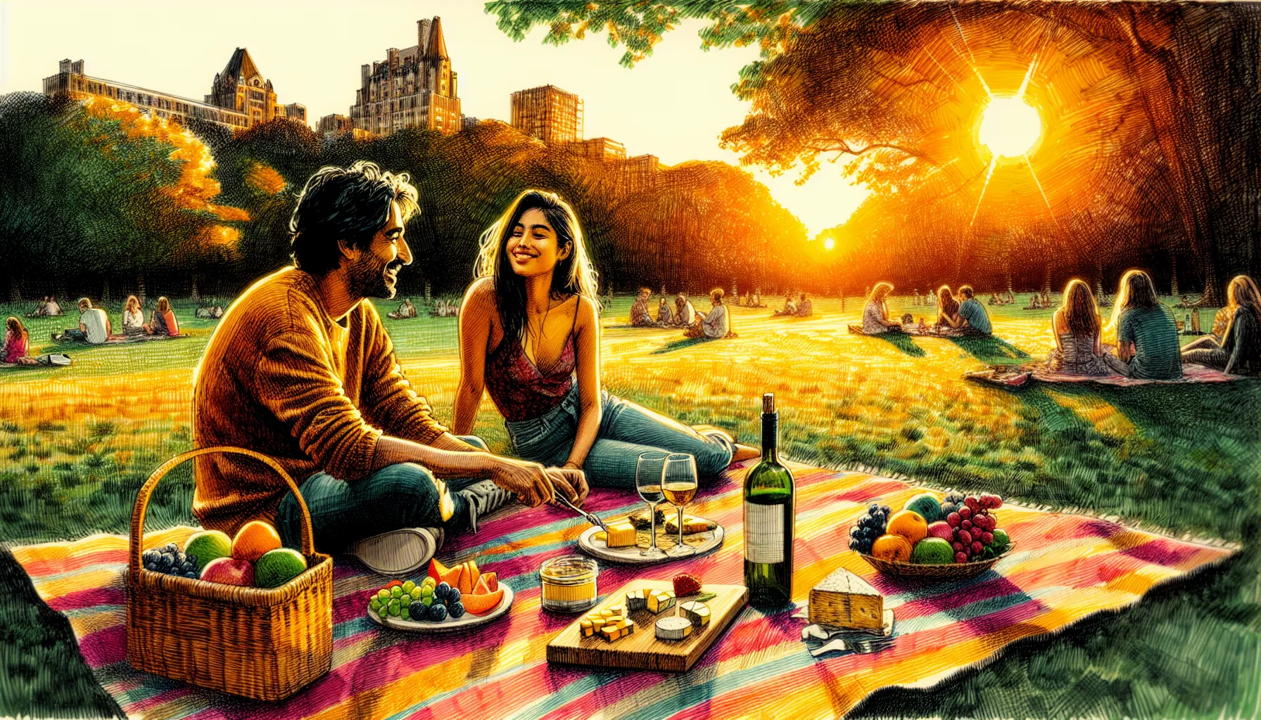 Couple enjoying a date in central park