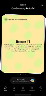 wefeel homepage with game wheel
